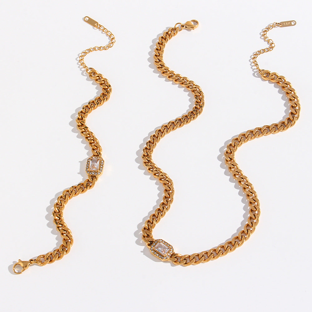 Wholesale  Cuban Zircon Stainless Steel Bracelet